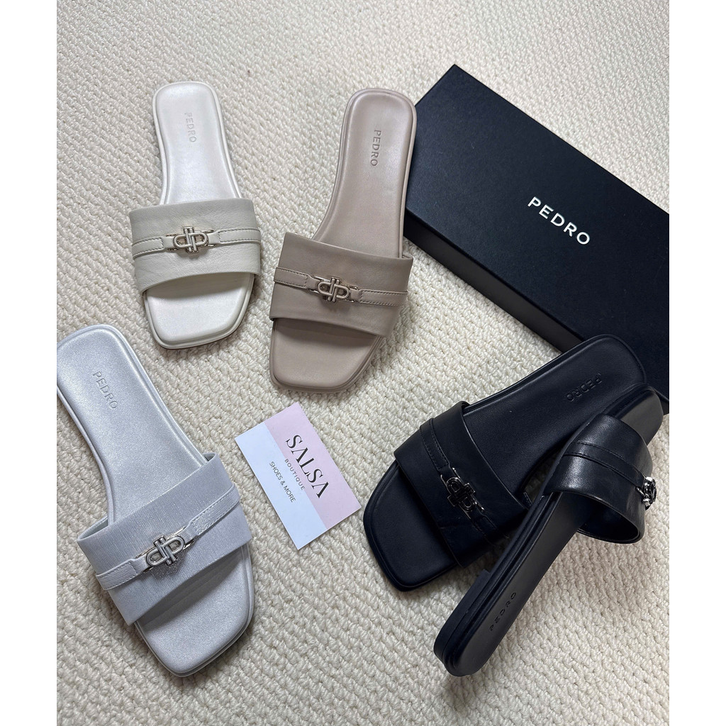 รองเท้าแตะสไลด์ PEDRO ติดโลโก้ - สินค้าแท้