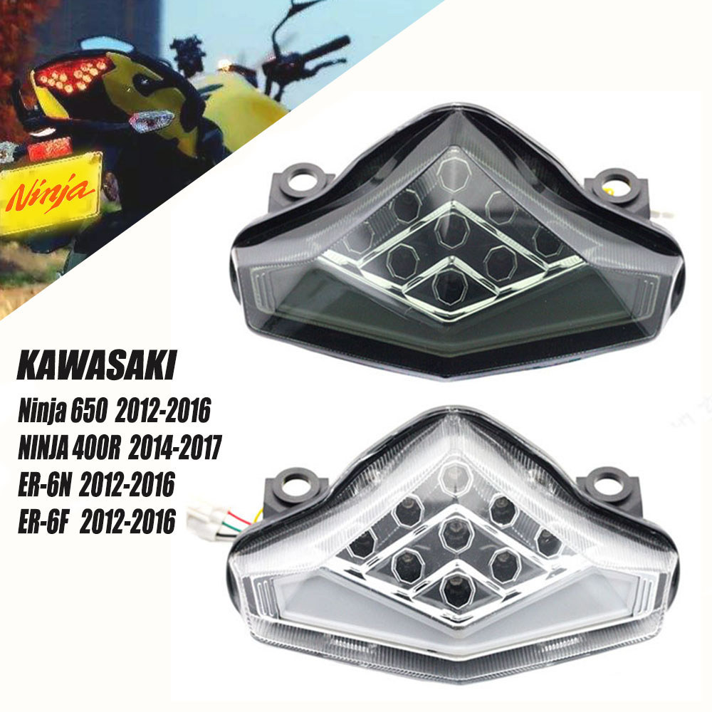 รถจักรยานยนต์ LED แบบบูรณาการ Blinker โคมไฟด้านหลังไฟท้ายเบรคไฟเลี้ยวสําหรับ KAWASAKI NINJA 650R ER-