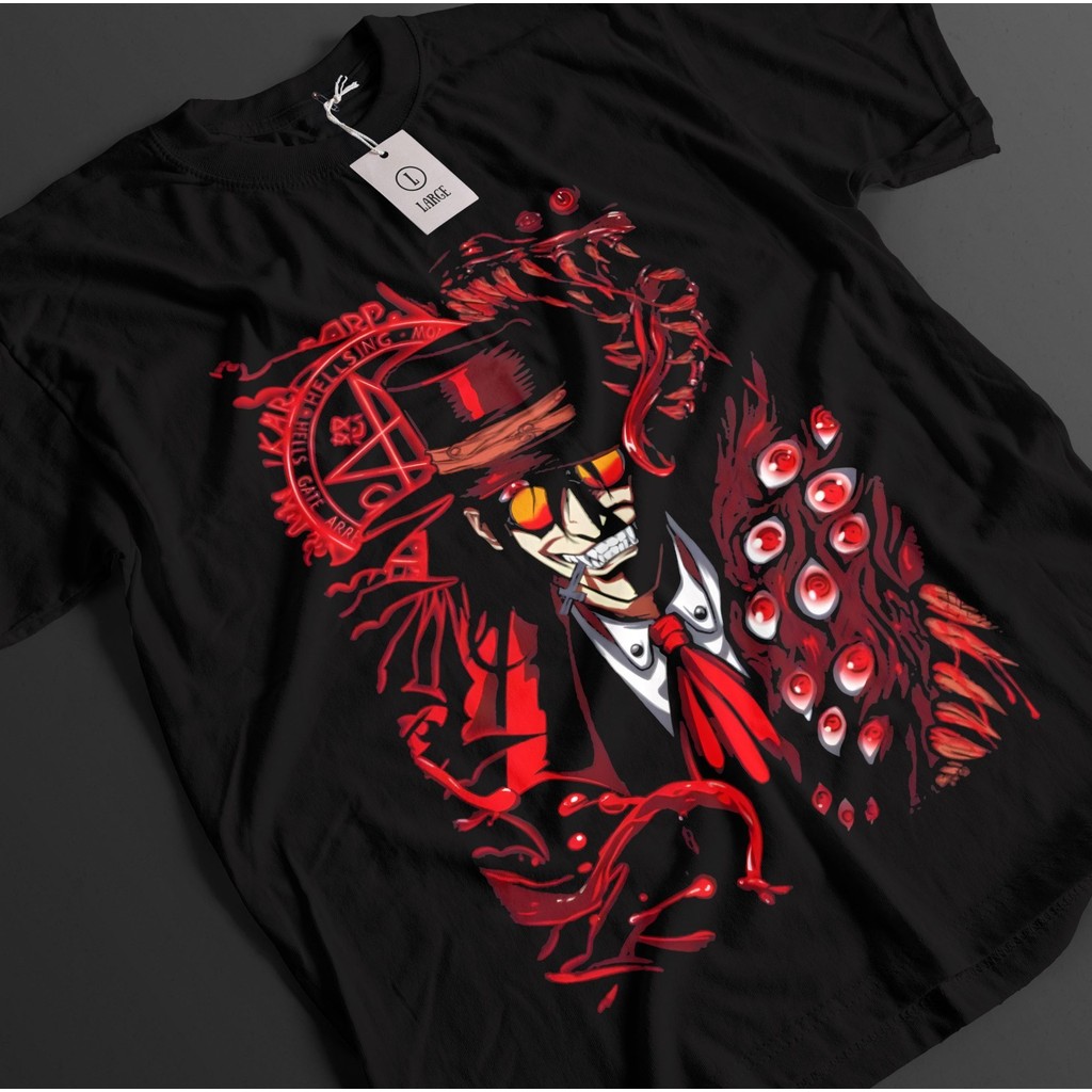 Hellsing Shirt Alucard Tshirt Integra เสื้อยืด Seras Top Vampire Dark Anime Tee