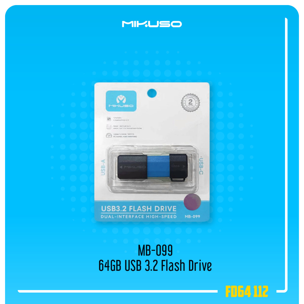 Mikuso MB-099 64GB อินเทอร์เฟซคู่ USB-A Type-C USB 3.2 แฟลชไดรฟ์แฟลชไดรฟ์แฟลชไดรฟ์
