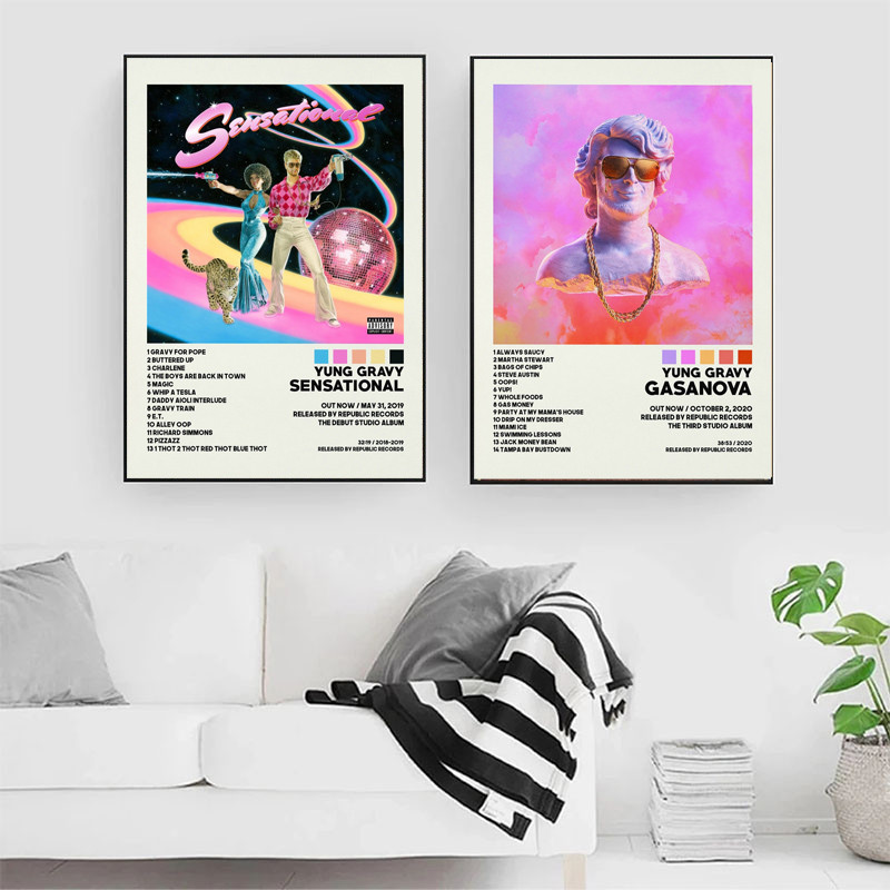 Yung Gravy Sensational เพลงอัลบั้ม Star Minimalist โปสเตอร์พิมพ์ Wall Art ภาพวาดผ้าใบภาพของขวัญตกแต่