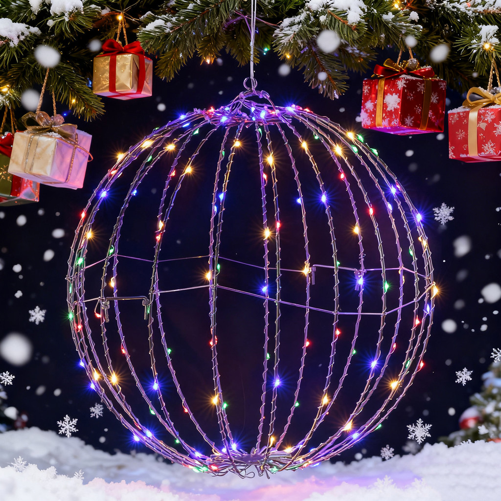 Redheart คริสต์มาส LED Light Ball พับขนาดใหญ่ Sphere สําหรับต้นไม้กรอบโลหะทรงกลมสําหรับในร่มกลางแจ้ง