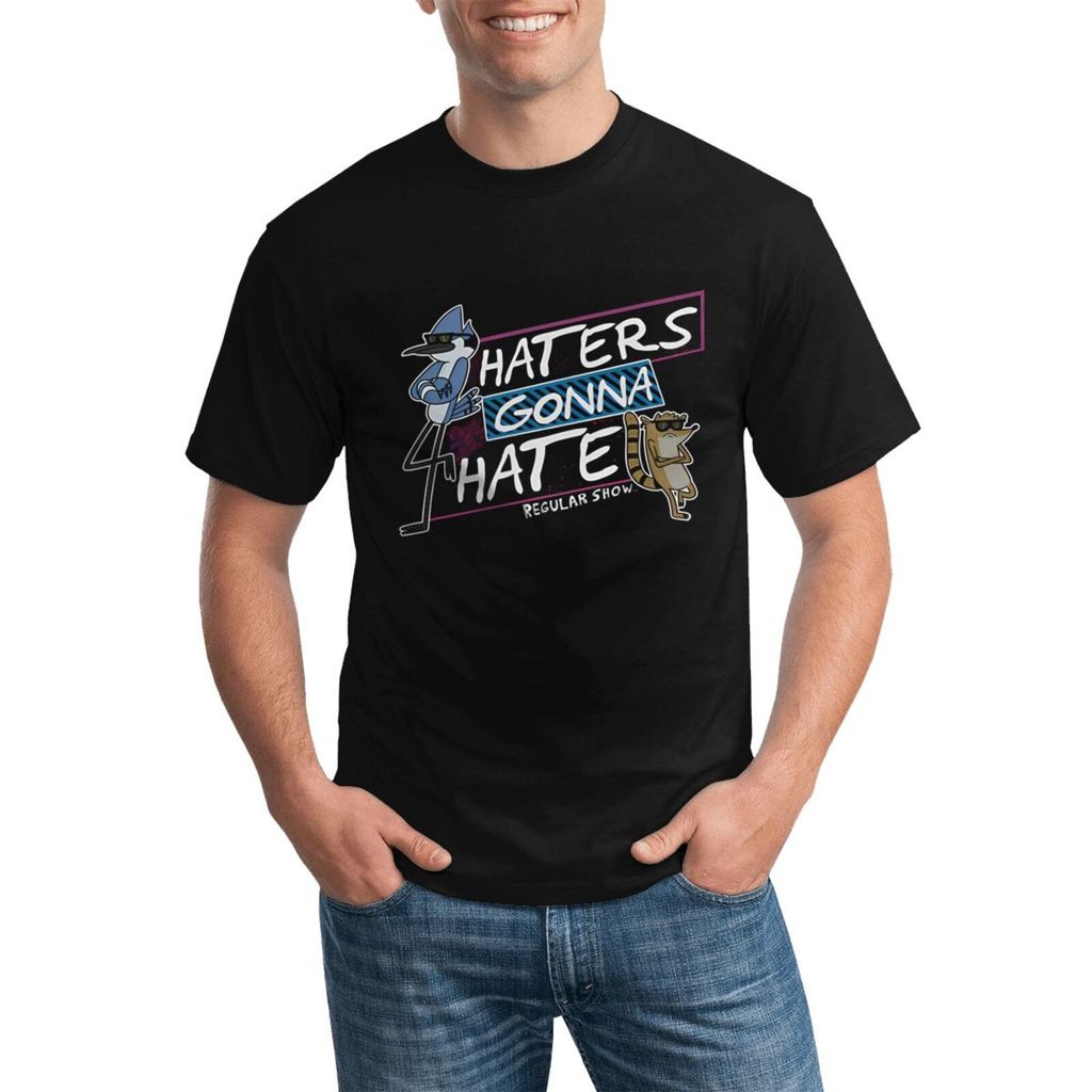 The Regular Show Haters Gonna Hate เสื้อยืดผ้าฝ้ายขนาดบวกอเนกประสงค์สําหรับทุกฤดูกาล