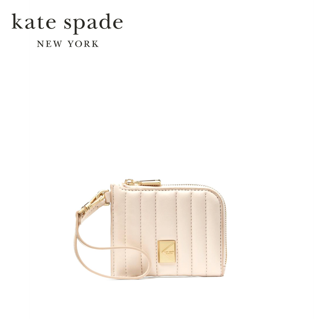 Kate Spade New York กระเป๋าสตางค์ขนาดเล็กรุ่น Deco Quilted Card Case Wristlet KI758 650 สี Milk Glass
