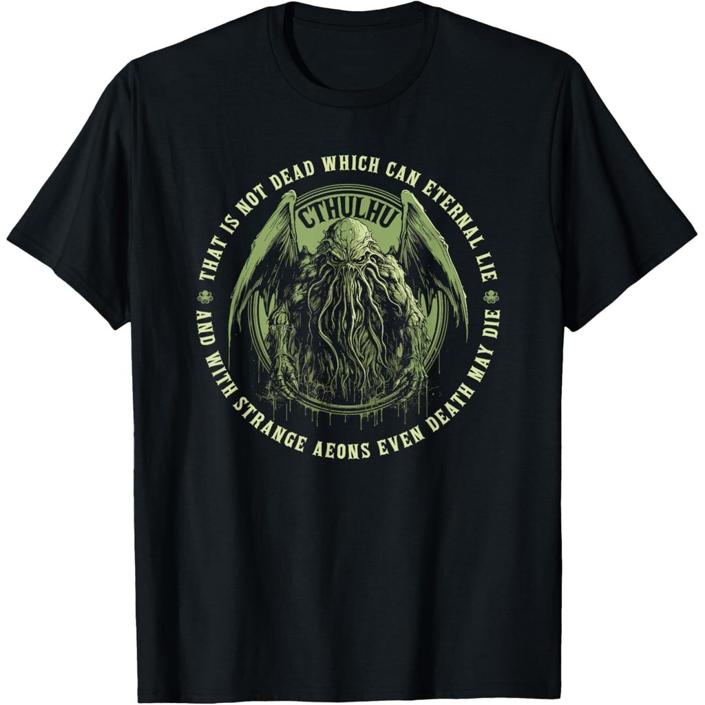 เสื้อยืดคำขึ้นต้นจาก Cthulhu Death May Die ในสไตล์วินเทจคอสมิคฮอร์เรอร์