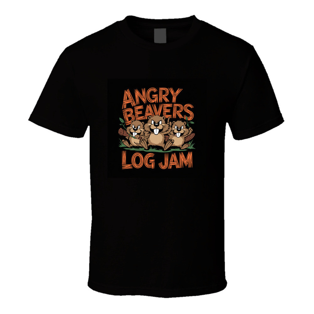 90s Casual Fashion Short Sleeve Angry-Beavers-Log-Jam-Fictional-Band T Shirt