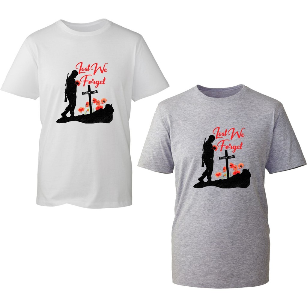 Lest We Forget Anzac Day เสื้อยืด Remembrance Armed Forces Poppy Flower