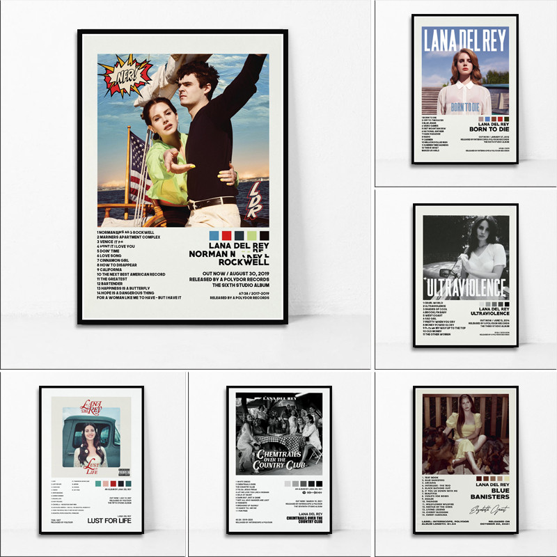 Lana Del Rey Norman Ultraviolence Pop Music Star อัลบั้มโปสเตอร์พิมพ์ Wall Art ภาพวาดภาพของขวัญตกแต่
