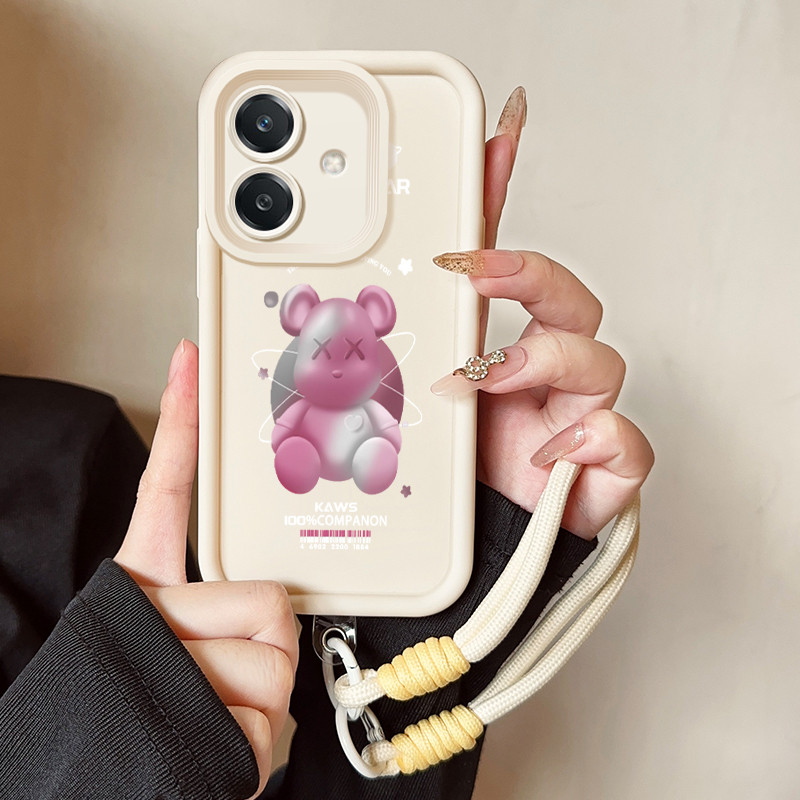 เคสสำหรับ OPPO A3 4G A3 Pro 5G A3X 4G A3X 5G A40 A60 5G เคสโทรศัพท์หมีสามสีซิลิโคนสายคล้องกันกระแทก - รูปที่ 2