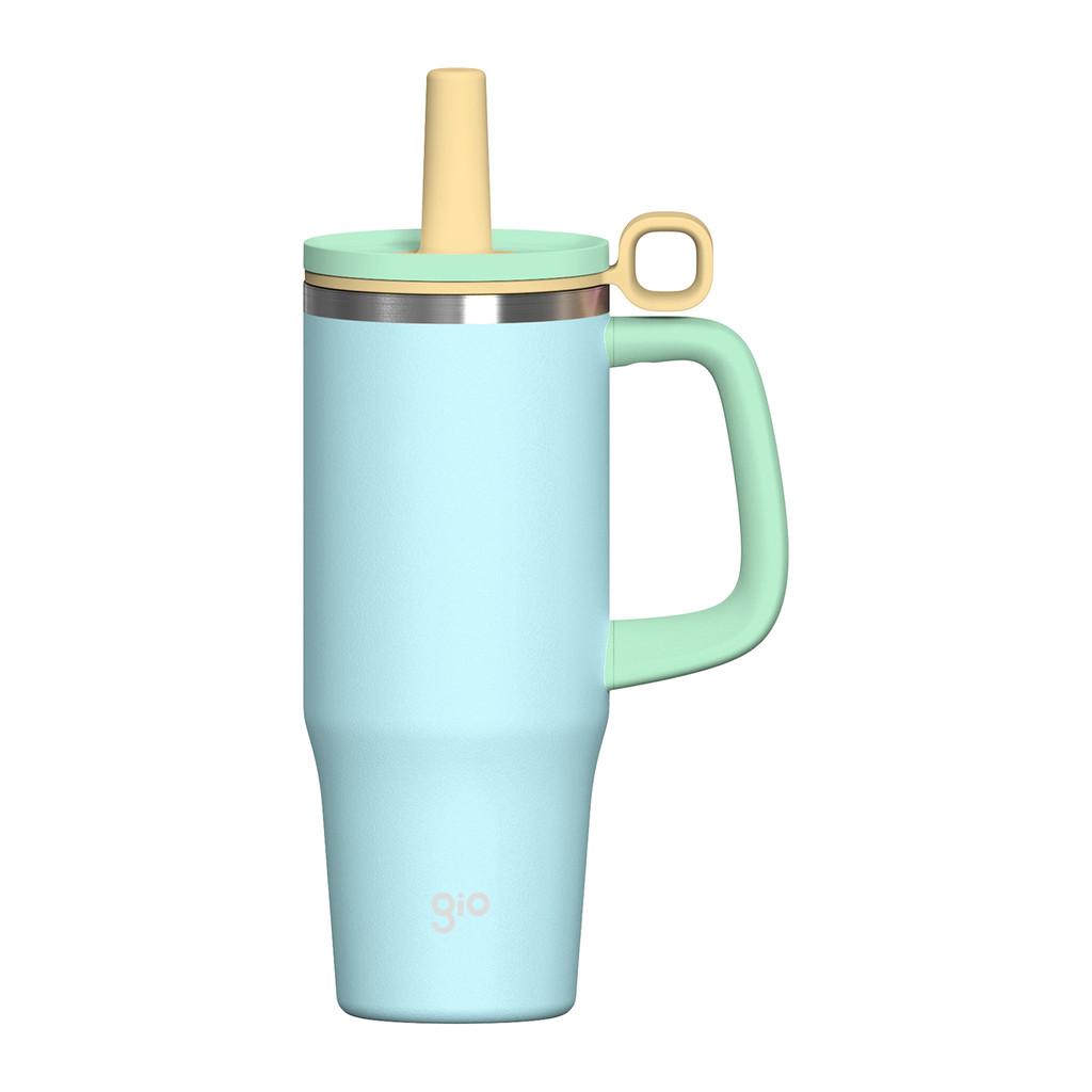 แก้วน้ำสเตนเลสเก็บอุณหภูมิ พร้อมหลอดดูด 32 ออนซ์ GIO รุ่น HT32A-Blue สีฟ้า
