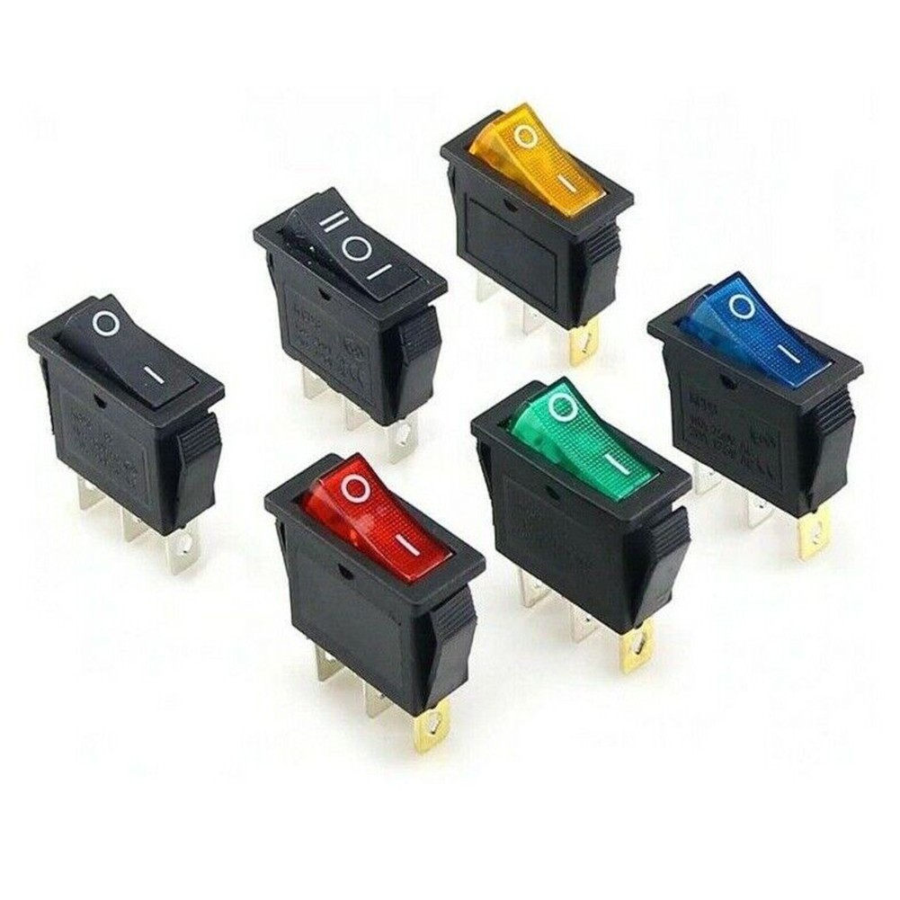 HOTsquare Latching Neon Rocker Switch ON/OFF 3 Pin Red Green Blue Yellow KCD3