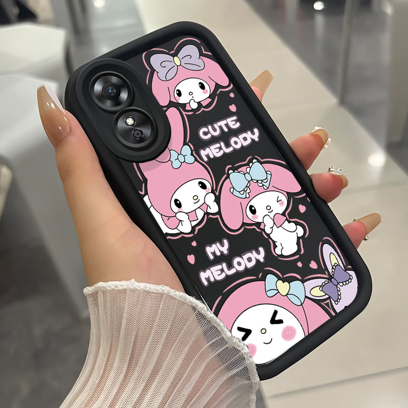 เคสสำหรับ OPPO A17 A17K เคสโทรศัพท์กระต่ายสามสีซิลิโคนกันกระแทก