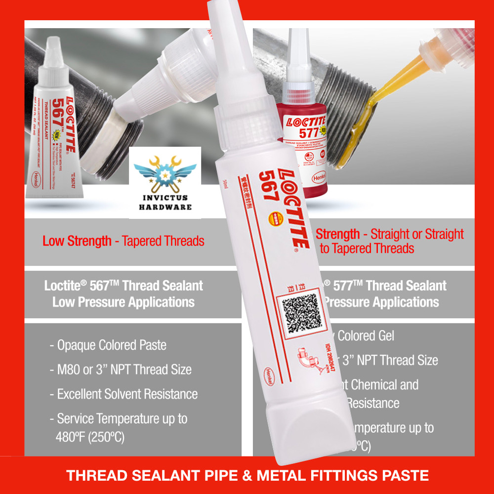 FULL SERIES Loctite 567 50ml โลหะสแตนเลส fit ด้ายกาว turbo เครื่องยนต์กาว 545