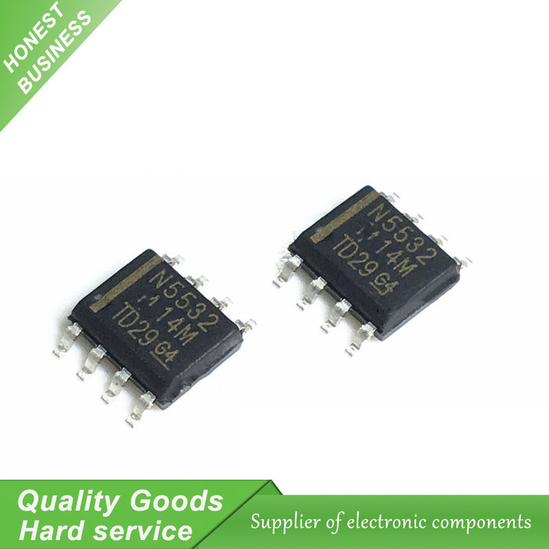 10PCS NE555 NE555DR NE5532DR SOP-8 NE5532D NE5532 N5532 Dual Operational Amplifier ใหม่เดิม