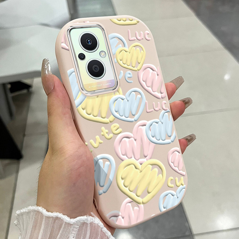 เคสสำหรับ OPPO Reno 7Z 5G Reno 8Z 5G Reno 7 Lite 5G Reno 8 Lite 5G เคสโทรศัพท์รูปหัวใจกันกระแทกกลมและอ้วน ราคา ถูกที่สุด ดีลบีเคเค แกลเลอรีภาพที่ 3