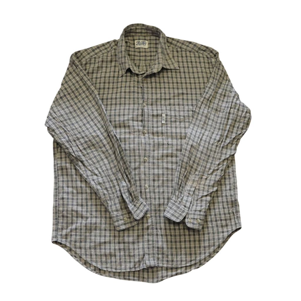 Vintage Pepsi Cola Plaid Shirt อก 23 นิ้ว ยาว 31 นิ้ว สีน้ำตาล ลายสก๊อต