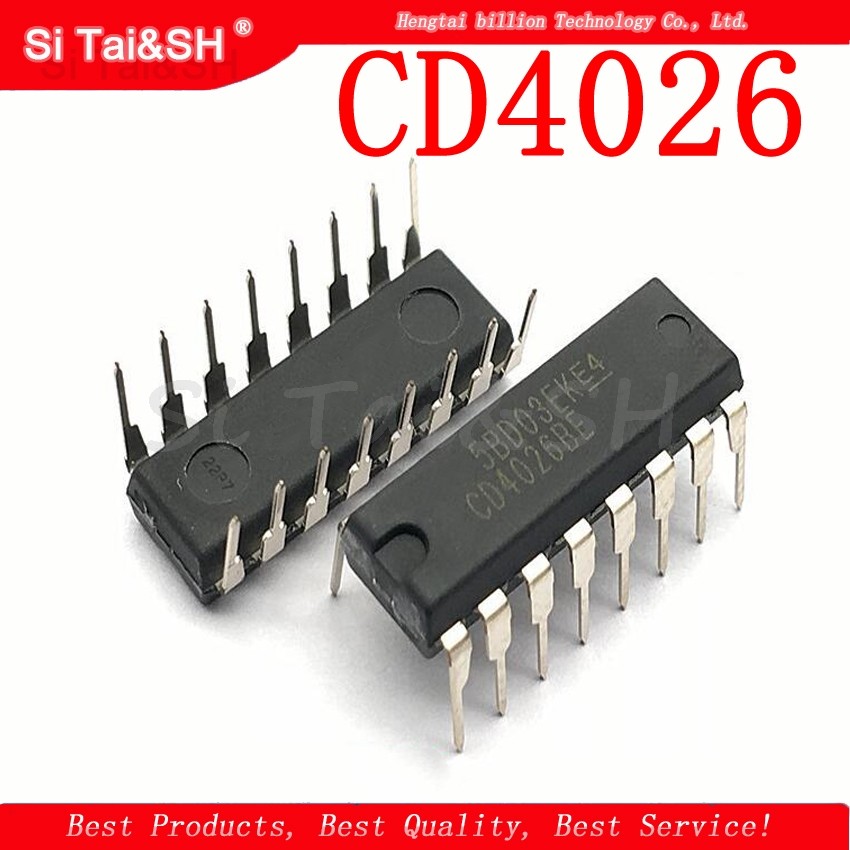 10 ชิ้น/ล็อต CD4026 CD4026BE 4026 IC CMOS เคาน์เตอร์ Decade/Diider DIP 16