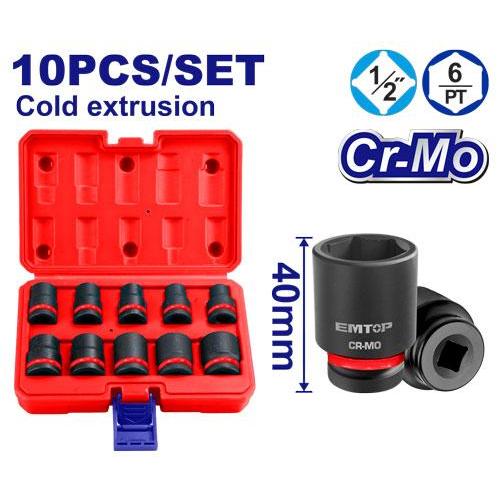 EMTOP ชุดลูกบล็อกสั้น 1/2" 10 PCS/SET EMSS12101