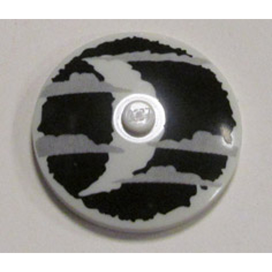 Brick2cube Part - Dish 4 x 4 Inverted (Radar) with Solid Stud with Crescent Moon and Clouds Pattern 