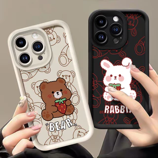 เคสสำหรับ OPPO A57 2022 A77 A2022 A57s A57e A77s เคสโทรศัพท์กระต่ายหมีสามสีซิลิโคนกันกระแทก
