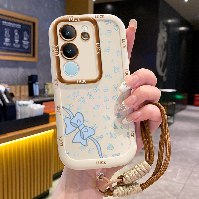 เคส VIVO V29 5G V29E 5G V29 Pro 5G เคส Bowknot สีชมพูพร้อมเชือกเส้นเล็ก