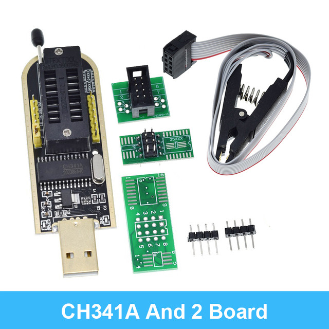 TZT Original CH341A 24 25 Series EEPROM แฟลช BIOS USB Programmer โมดูล + SOIC8 SOP8 ทดสอบคลิปสําหรับ