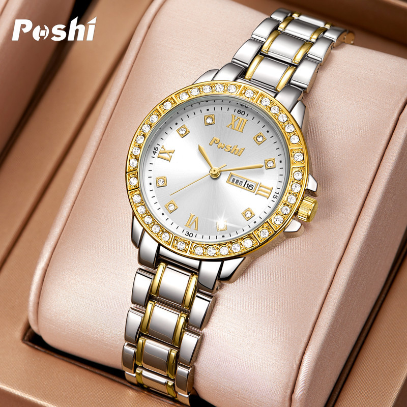 POSHI Mens Waterproof Luminous Business Watches Date Mens Wrist Watch Stainless Steel