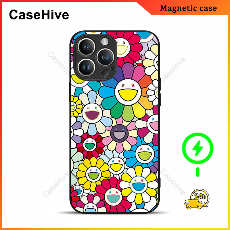 Takashi Murakami ดอกไม้เคสโทรศัพท์สําหรับ iPhone 17 Pro Max / iPhone 16 Pro Max / 15 Pro Max / 13 / Samsung Galaxy S26 Ultra / S25 Plus FC240