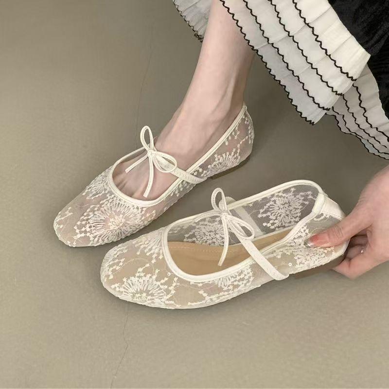 Youthful Zone สุภาพสตรีรองเท้าส้นเตี้ยแมรี่เจนบัลเล่ต์สไตล์นุ่มสบายตาข่ายผ้าระบายอากาศ 03