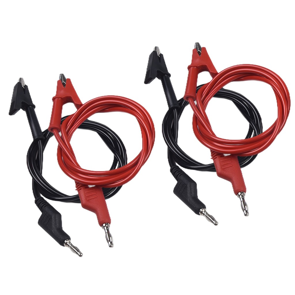 xk10 4PCS 4mm Banana to Crocodile สําหรับจระเข้คลิปทดสอบตะกั่ว 1M สาย