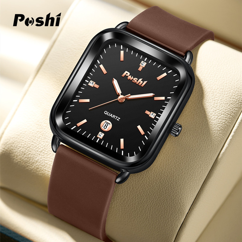 POSHI Mens Waterproof Luminous Business Watches Date Mens Wrist Watch Stainless Steel