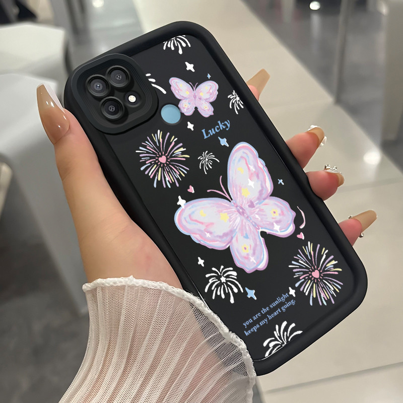 เคสสำหรับ OPPO A15 A15s A35 เคสโทรศัพท์ผีเสื้อสามสีซิลิโคนกันกระแทก