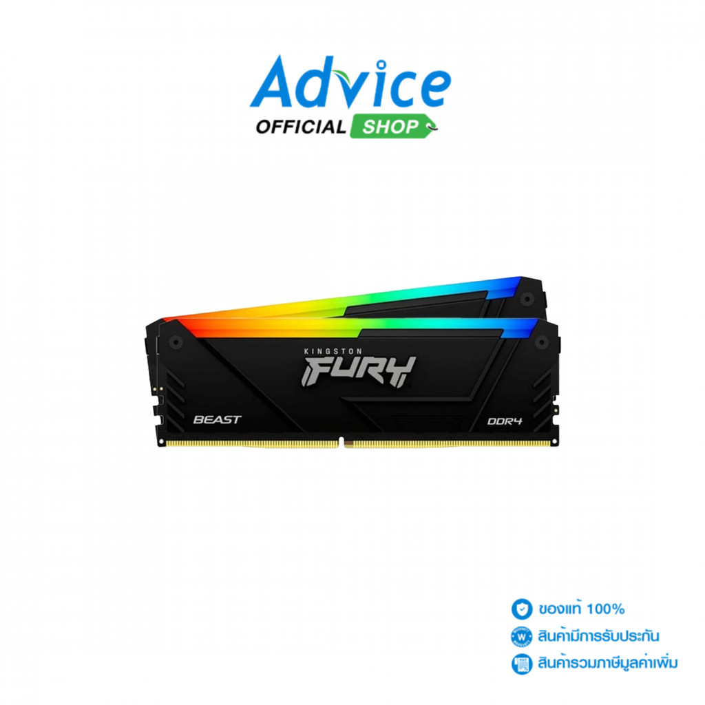 KINGSTON RAM (แรม) DDR4(3200) 16GB (8GBX2) FURY BEAST RGB (KF432C16BB2AK2/16WP) - A0173474