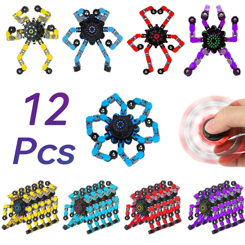 12 ชิ้น Transformable Fidget Spinners สําหรับเด็กและผู้ใหญ่ความเครียดบรรเทา Sensory ของเล่นสําหรับเด
