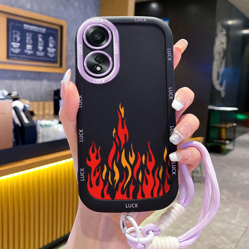 เคสสำหรับ OPPO A58 4G A58 5G A58X 5G A78 5G A1X 5G A2X 5G เคสโทรศัพท์เปลวไฟซิลิโคนสายคล้องกันกระแทก