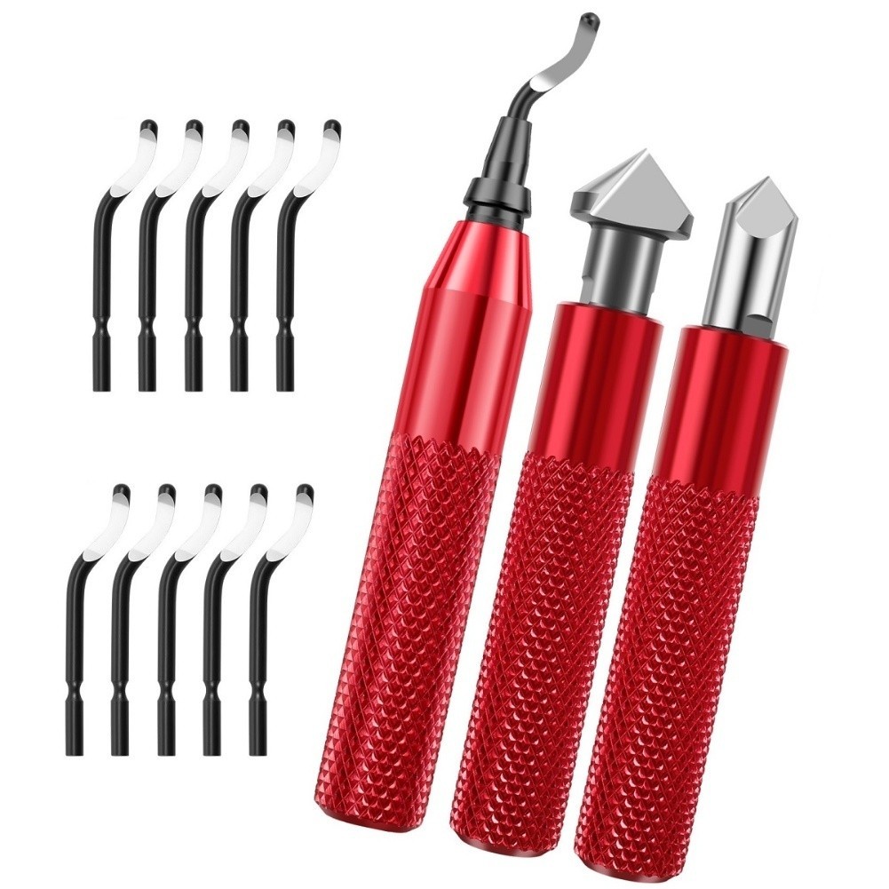 Deburring Tool+2 Countersink Hand Reamers พร้อมใบมีด 10 ใบสําหรับโลหะเรซิ่นพลาสติก