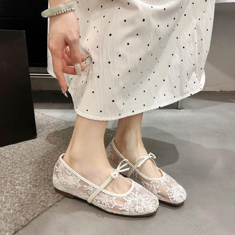 FOYA SHOES สุภาพสตรี Mary Jane รองเท้านุ่มสบายแบนตาข่ายระบายอากาศสไตล์แฟชั่นและสง่างาม 012