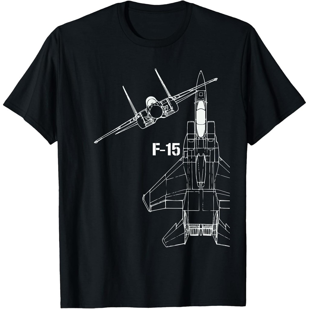 เสื้อยืดผ้าฝ้ายลายสนุกเกอร์ F-15 Eagle Jet