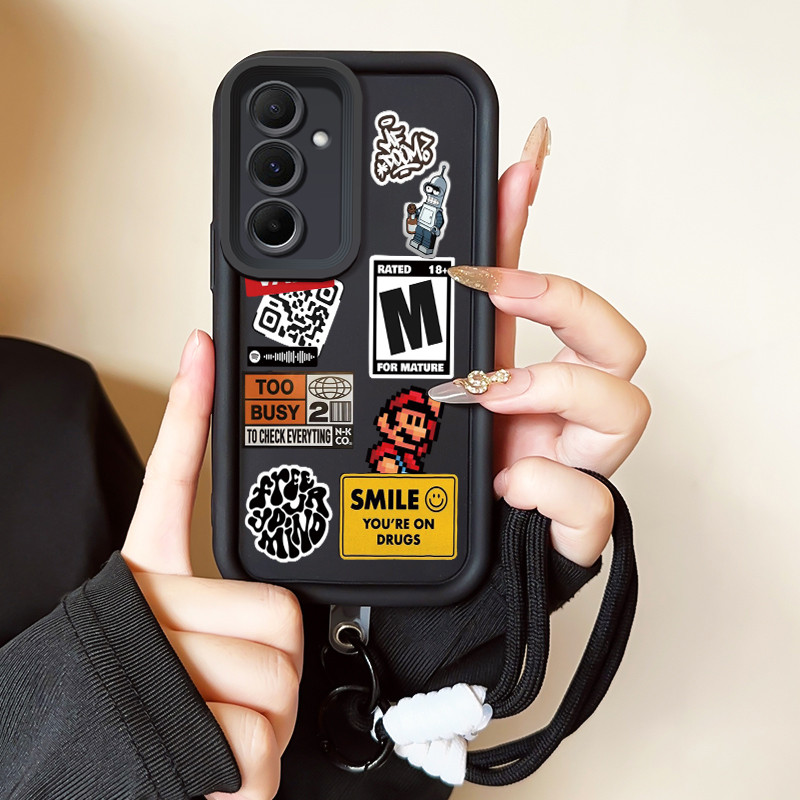 เคสสำหรับ Samsung A55 5G A35 5G เคสโทรศัพท์แบรนด์อินเทรนด์สามสีซิลิโคนสายคล้องกันกระแทก