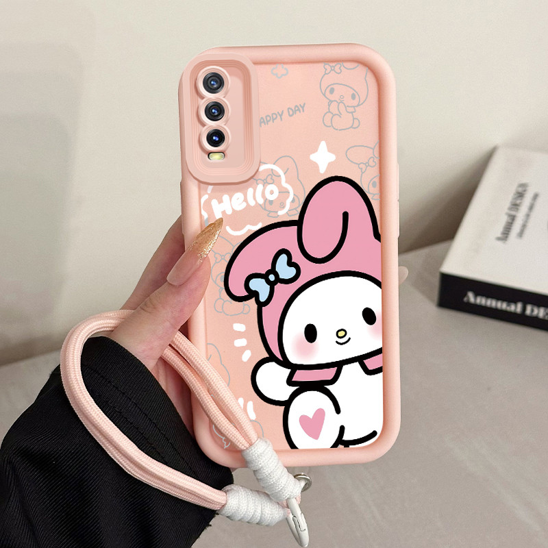 เคสสำหรับ VIVO Y20 Y20s Y20i Y20T Y12s Y12a Y30G Y11s เคสโทรศัพท์กระต่ายสามสีซิลิโคนสายคล้องกันกระแทก