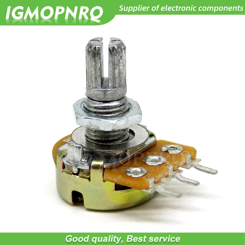 100pcs WH148 B1K B2K B5K B10K B20K B50K B100K B500K 3Pin 15mm Shaft Amplifier Dual Stereo Potentiome