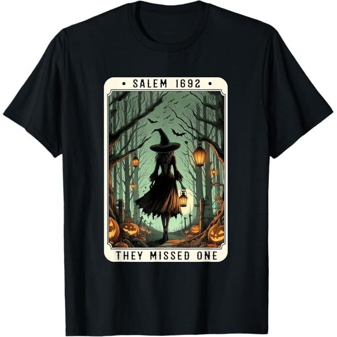 Salem 1692 Halloween Witch Lis Missed One Tarot Card Men T-Shirt