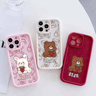 เคสสำหรับ OPPO A57 2022 A77 A2022 A57s A57e A77s เคสโทรศัพท์กระต่ายหมีสามสีซิลิโคนกันกระแทก