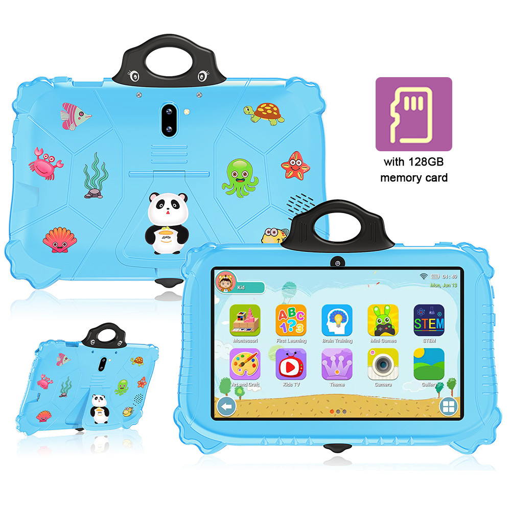 SILF เด็กแท็บเล็ต 7 นิ้ว Android 12 6GB + 128GB 1960*1080 หน้าจอใสสูงการเรียนรู้ปลอดภัยการออกแบบป้อง