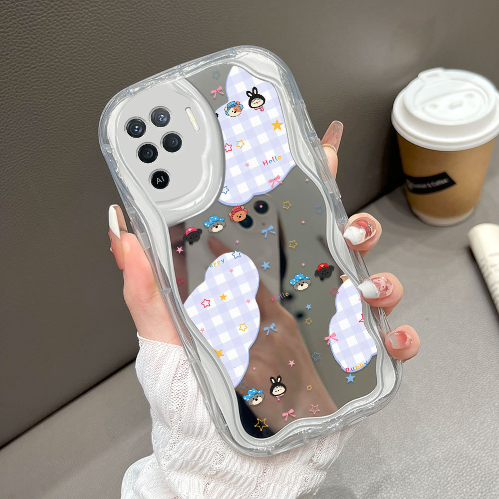 HP เคสโทรศัพท์สําหรับ OPPO Reno 5F A94 กระจกครีมนุ่มน่ารัก Softcase การ์ตูนปลอกเต็ม 5554 JZ