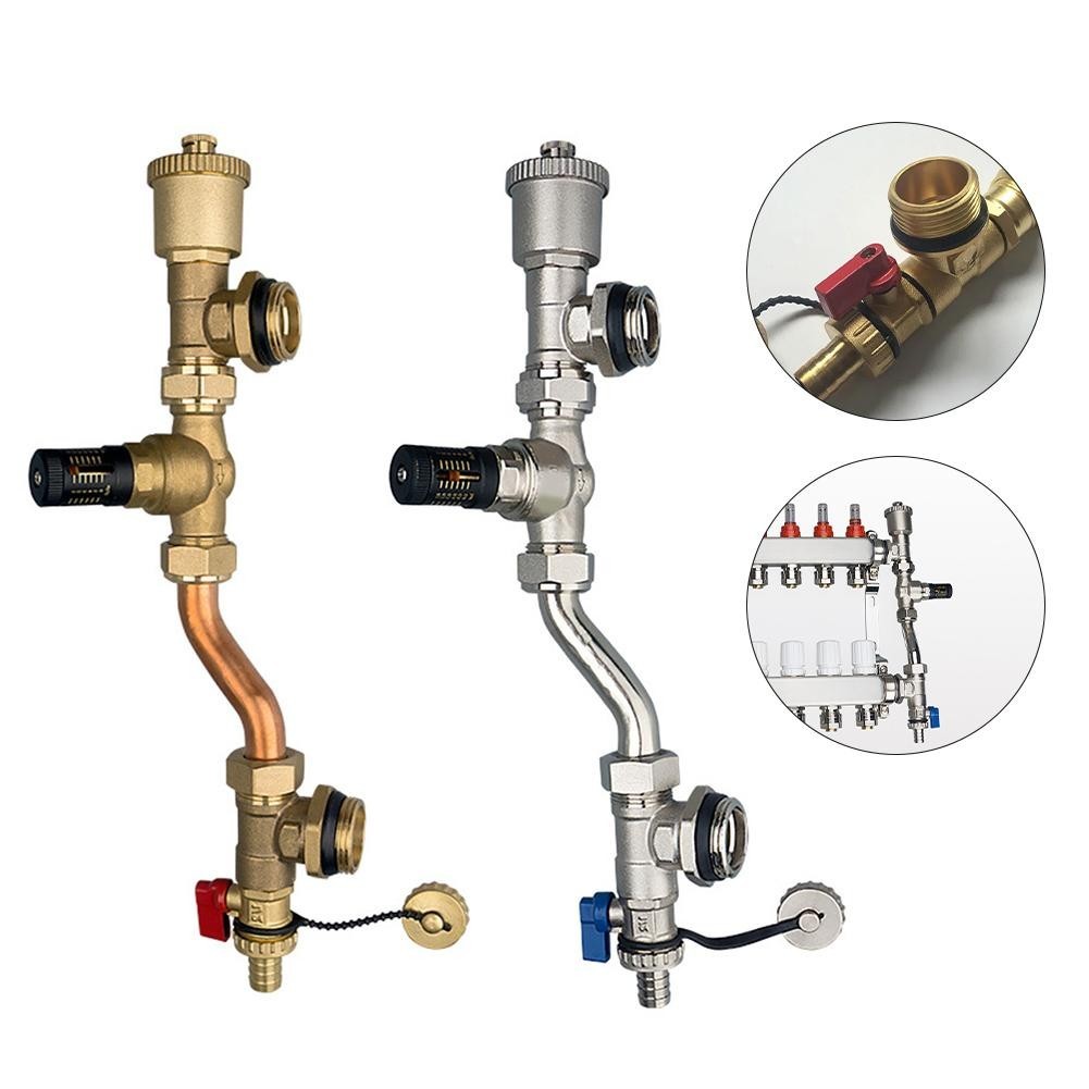 ♥เสียงสะท้อน♥ทองเหลือง Differential Pressure Bypass Valve Pipe Connetor สําหรับ Manifold ตั้งพื้น