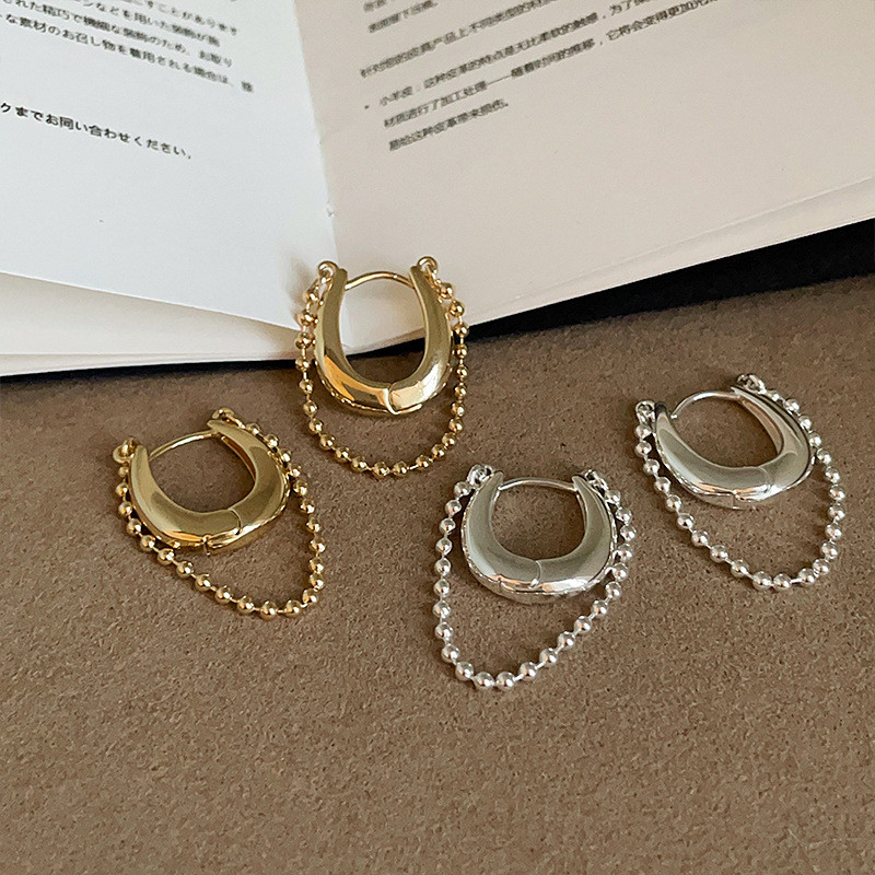 ต่างหู 여성ดีไซน์เฉพาะแบบโลหะพู่ แฟชั่นเก๋