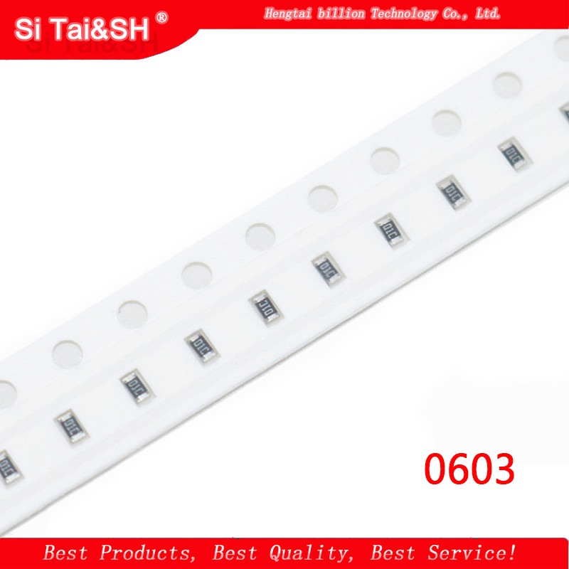 100pcs 0603 SMD 1/8W ชิปตัวต้านทานตัวต้านทาน 0 โอห์ม ~ 10M 0R 1K 4.7K 4K7 10K 100K 1 10 100 220 330 