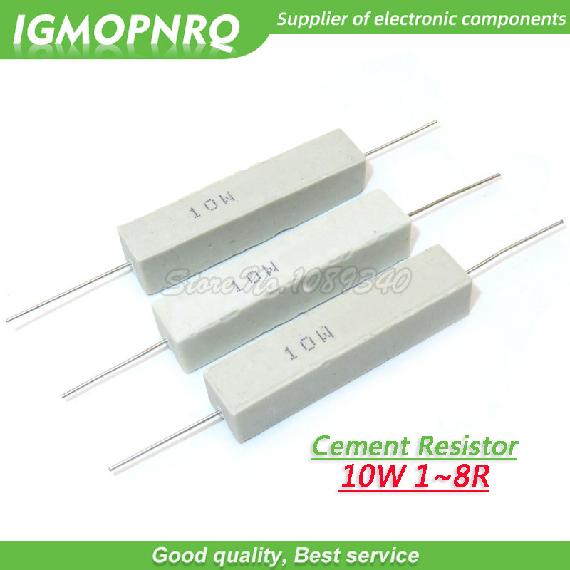 10pcs 10W 1R 2R 5R 8R ตัวต้านทานซีเมนต์ 1 2 5 8 โอห์ม IGMOPNRQ