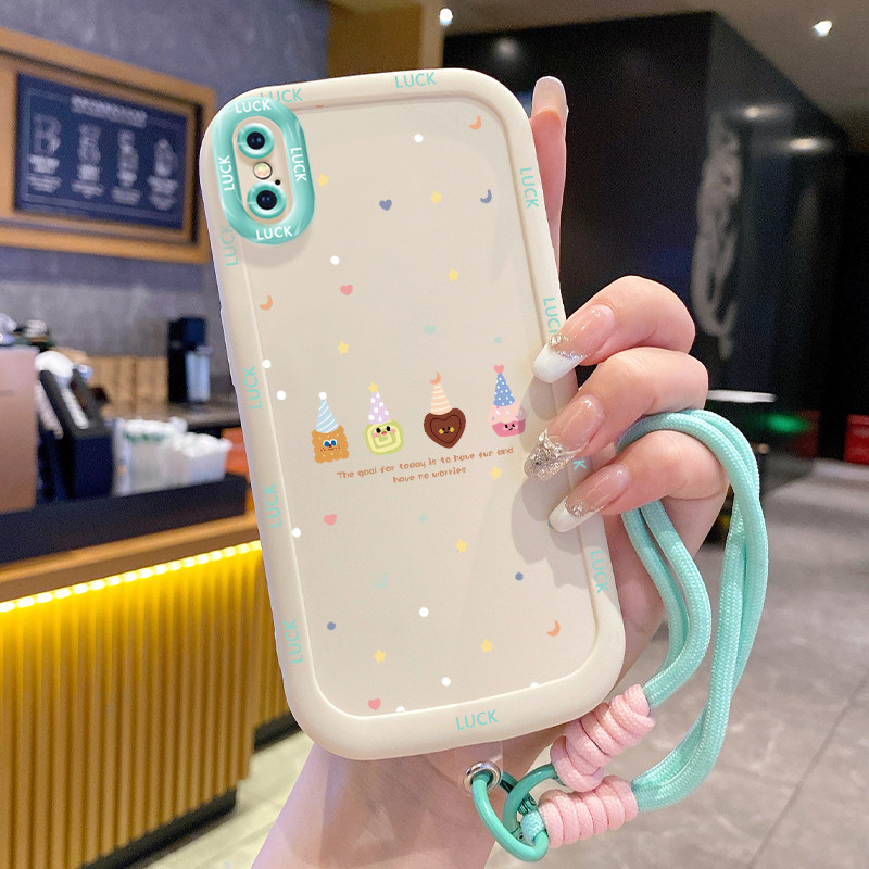 เคสสำหรับ iPhone X Xs Xr Xs Max 7 Plus 8 Plus เคสโทรศัพท์สัตว์น่ารักซิลิโคนสายคล้องกันกระแทก